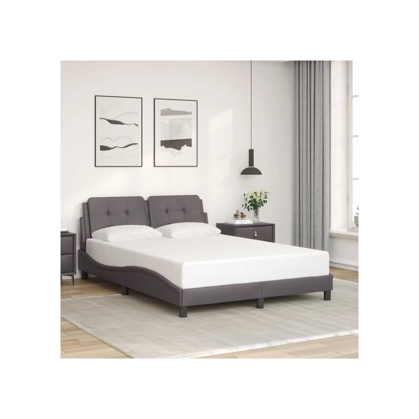Cadre de lit sans matelas Zadar gris 140x200 cm similicuir