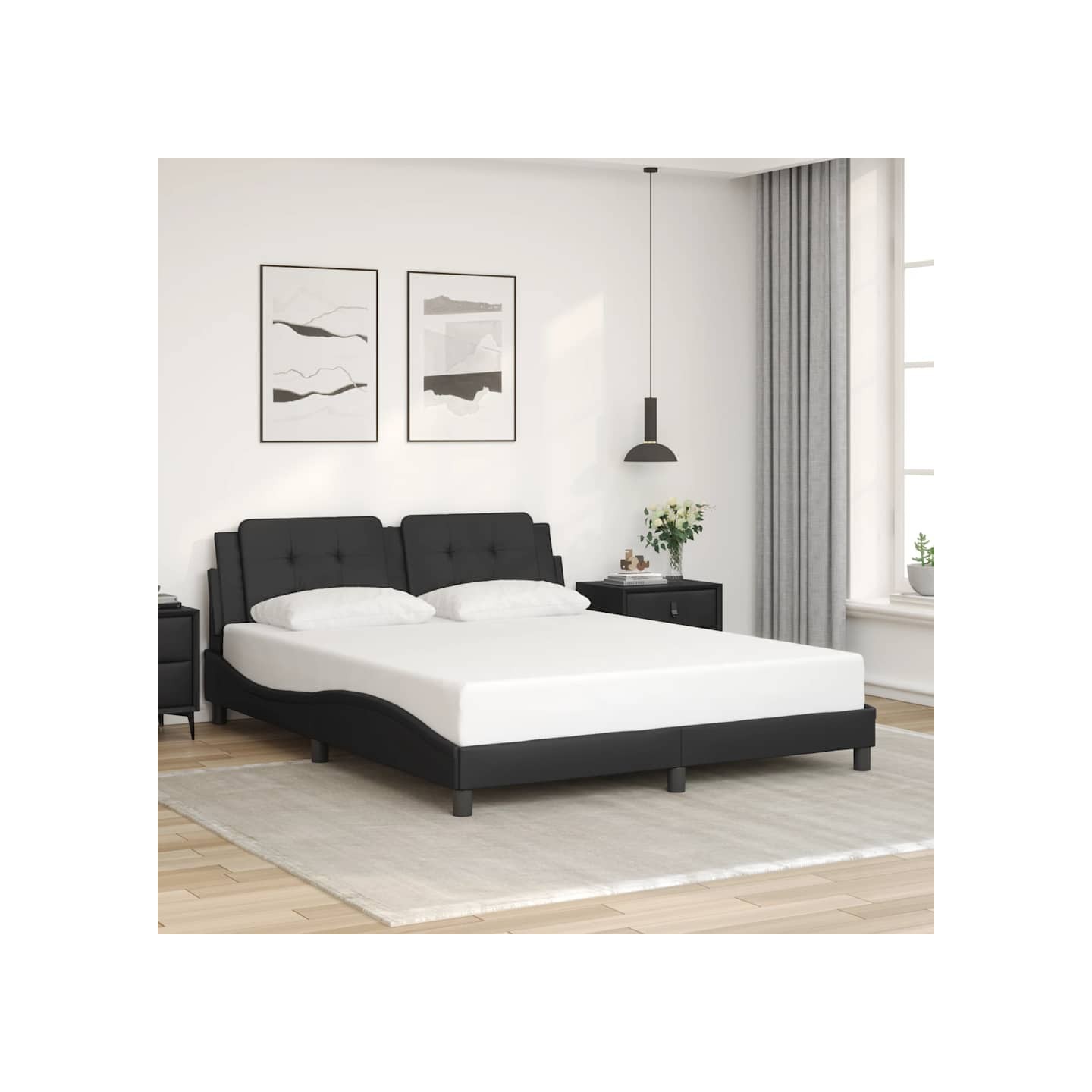 Cadre de lit sans matelas Zadar noir 160x200 cm similicuir