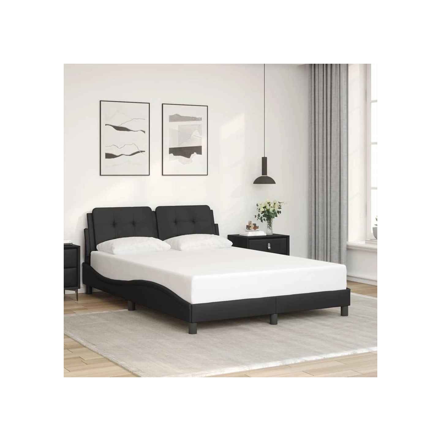 Cadre de lit sans matelas Zadar noir 140x200 cm similicuir