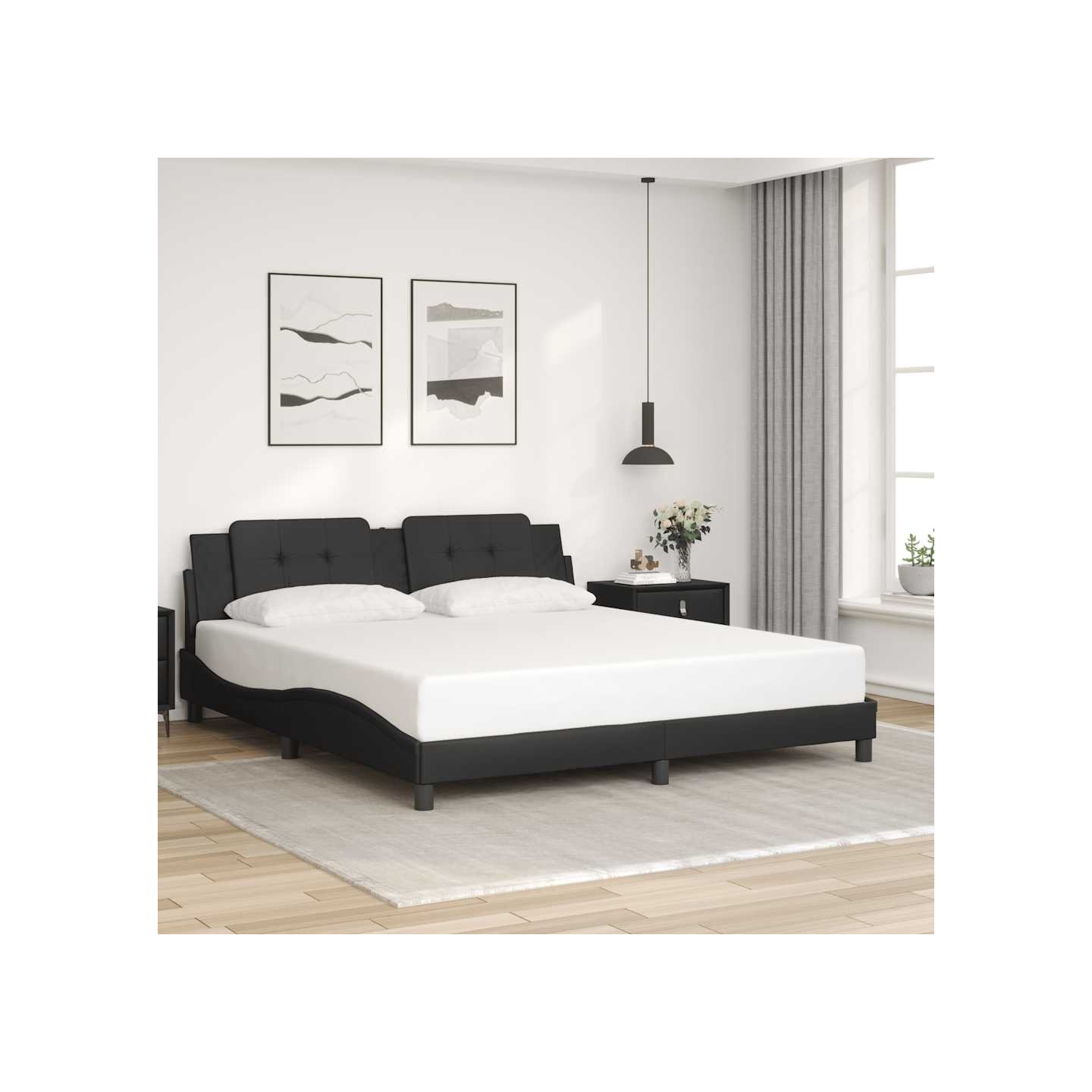 Cadre de lit sans matelas Zadar noir 180x200 cm similicuir