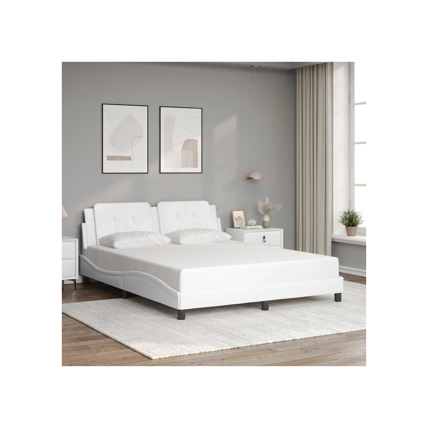 Cadre de lit sans matelas Zadar blanc 160x200 cm similicuir