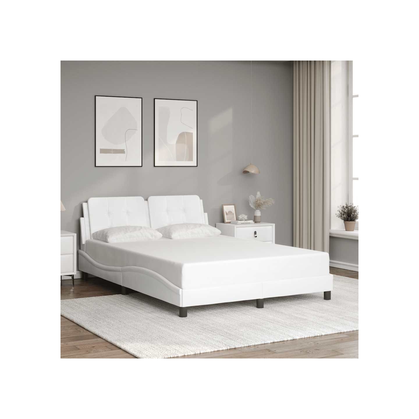 Cadre de lit sans matelas Zadar blanc 140x200 cm similicuir