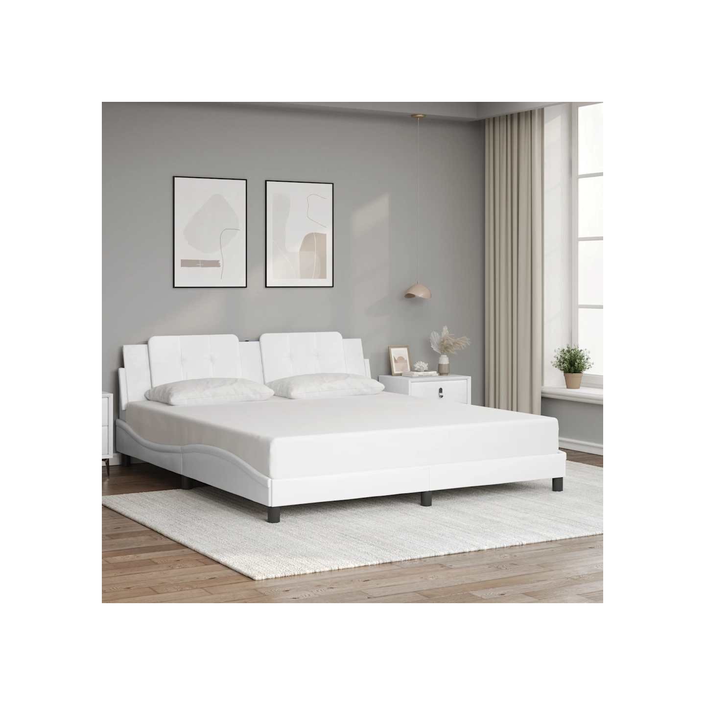 Cadre de lit sans matelas Zadar blanc 180x200 cm similicuir