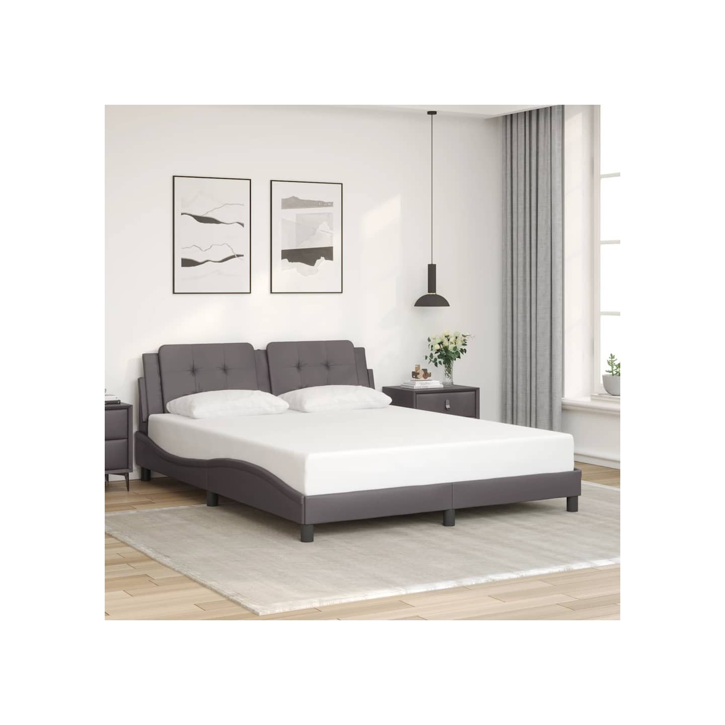 Cadre de lit sans matelas Zadar gris 160x200 cm similicuir
