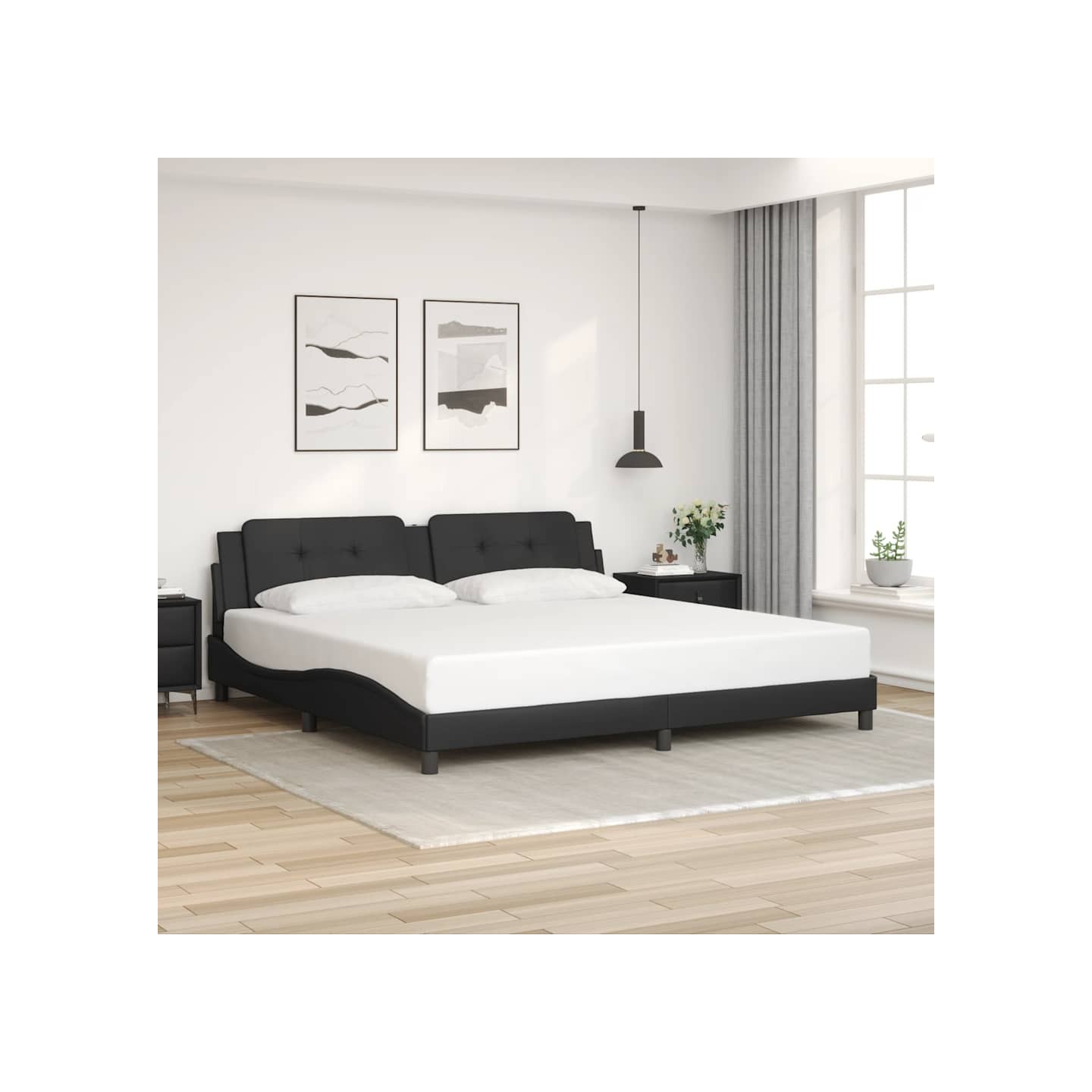 Cadre de lit sans matelas Zadar noir 200x200 cm similicuir
