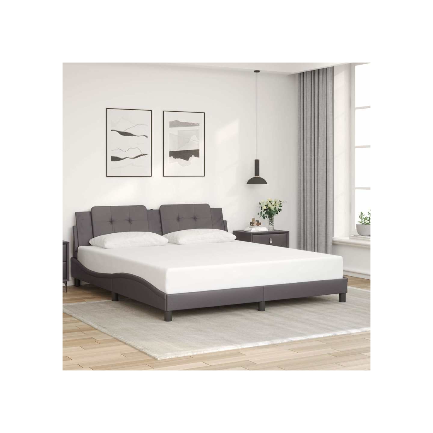 Cadre de lit sans matelas Zadar gris 180x200 cm similicuir