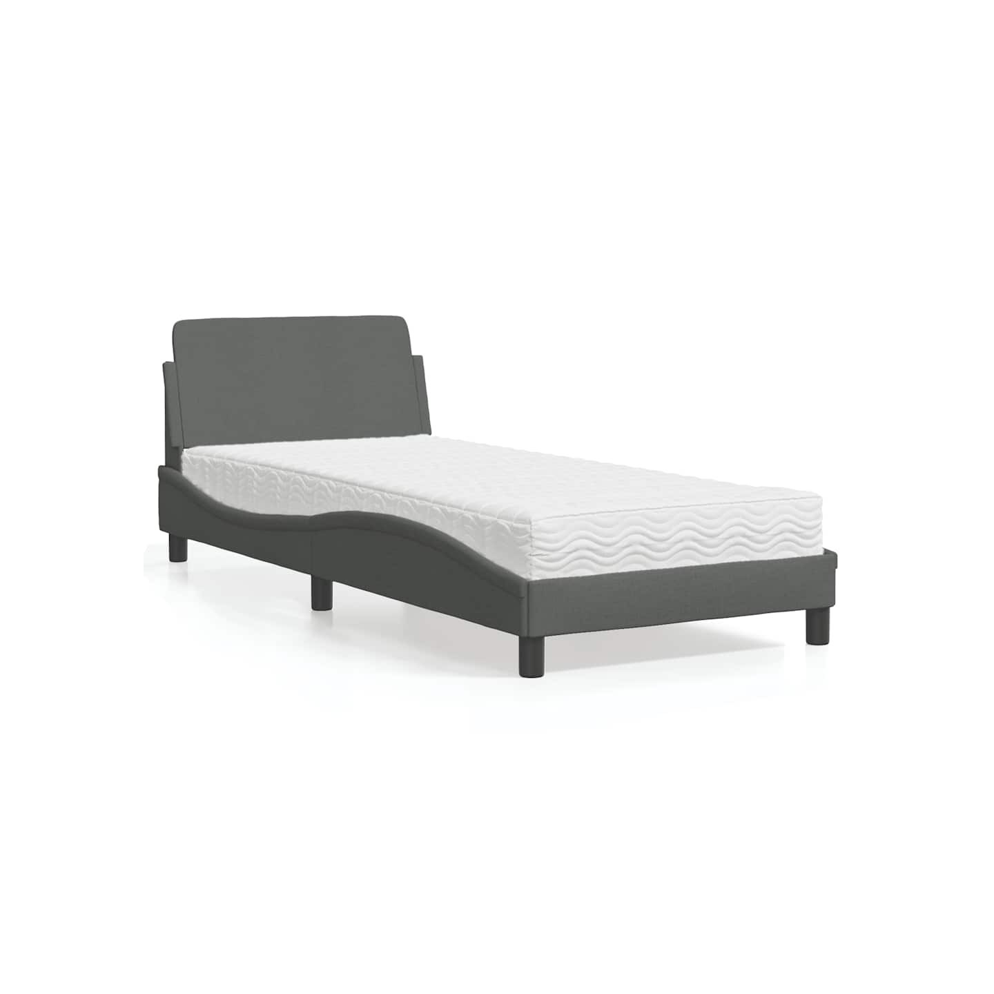 Lit avec matelas Dover gris foncé 80x200 cm tissu
