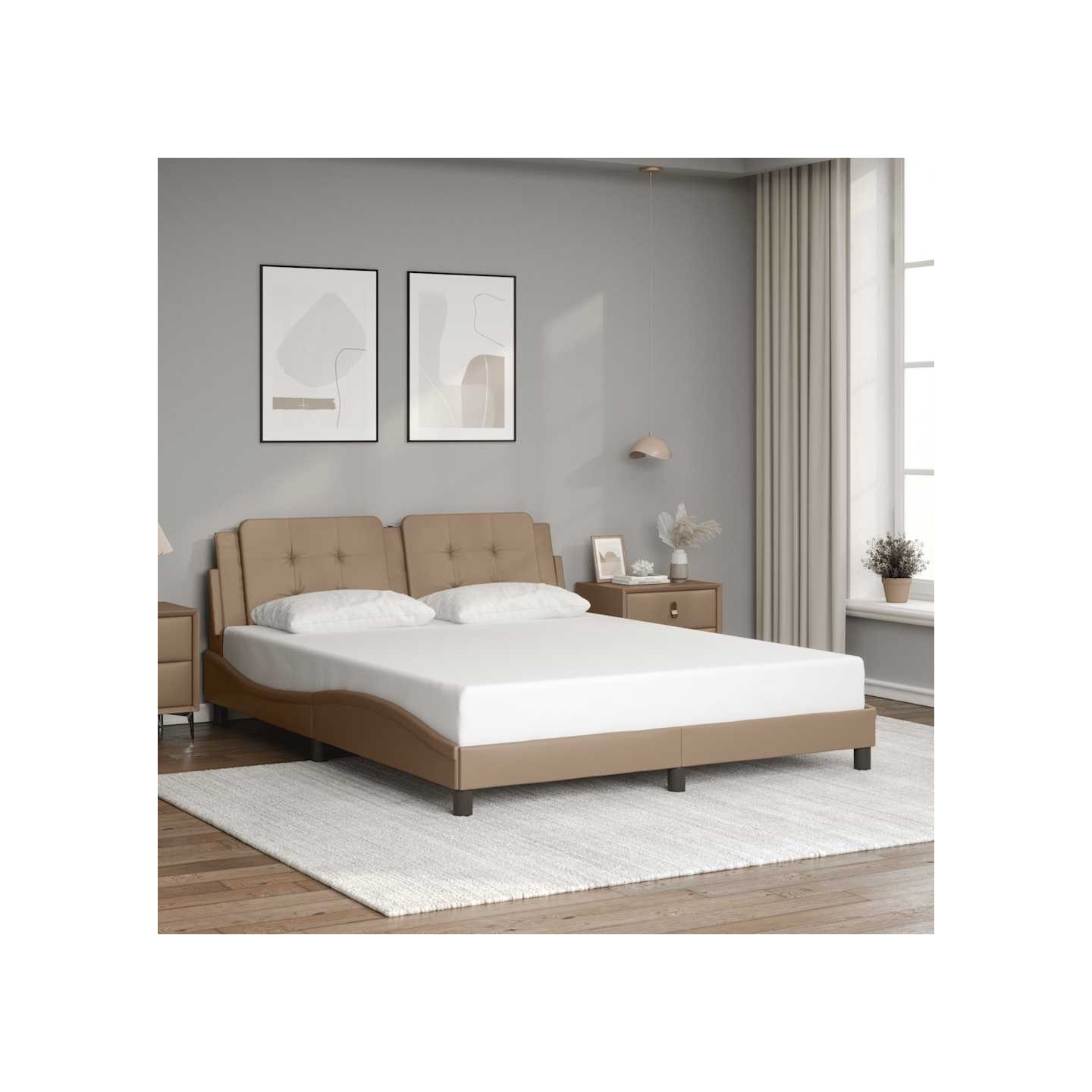 Cadre de lit sans matelas Zadar cappuccino 160x200 cm similicuir