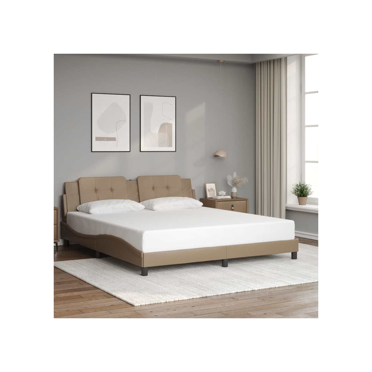 Cadre de lit sans matelas Zadar cappuccino 180x200 cm similicuir