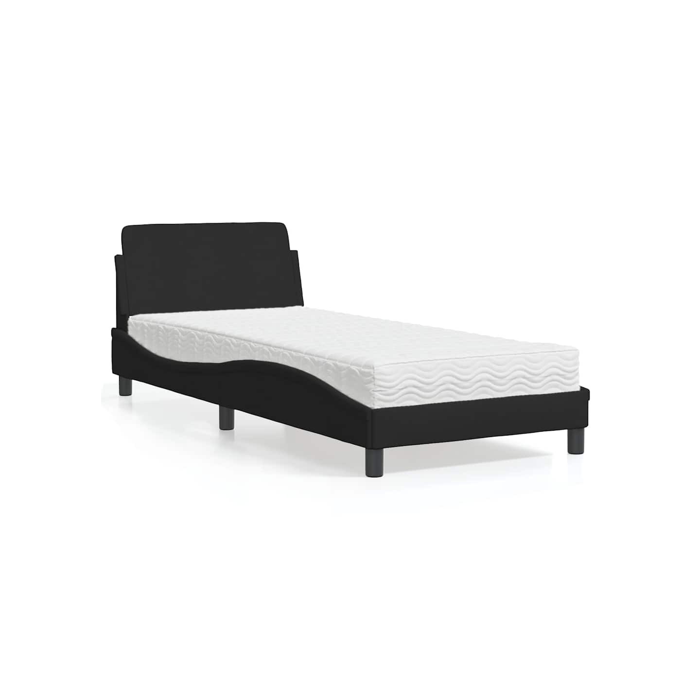 Lit avec matelas Dover noir 80x200 cm tissu