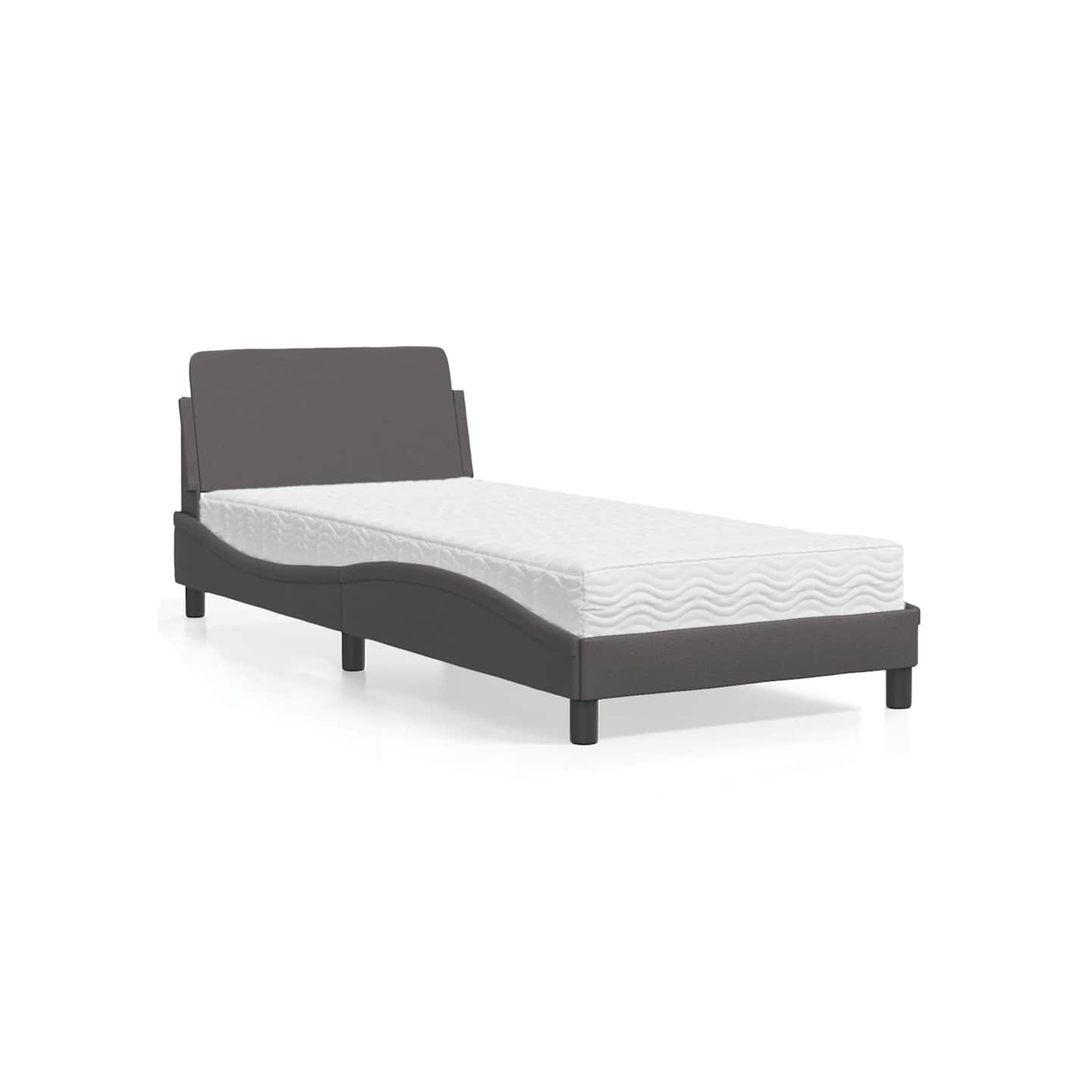 Lit avec matelas Dover gris 80x200 cm similicuir