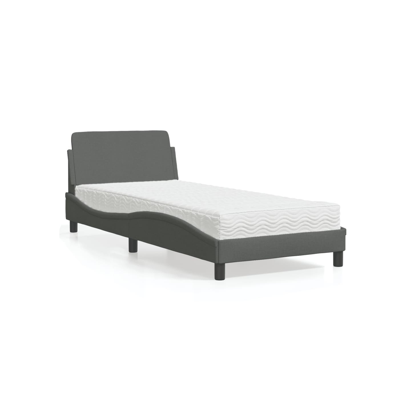 Lit avec matelas Dover gris foncé 90x190 cm tissu