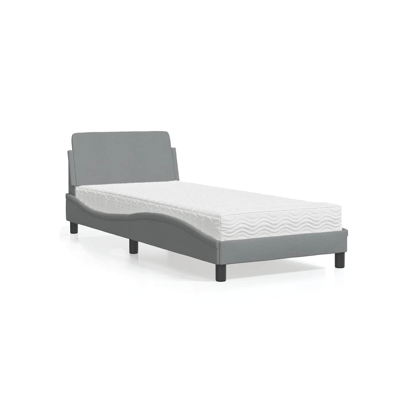 Lit avec matelas Dover gris clair 80x200 cm tissu