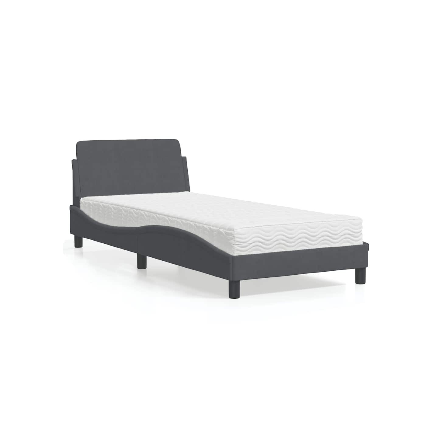 Lit avec matelas Dover gris foncé 80x200 cm velours