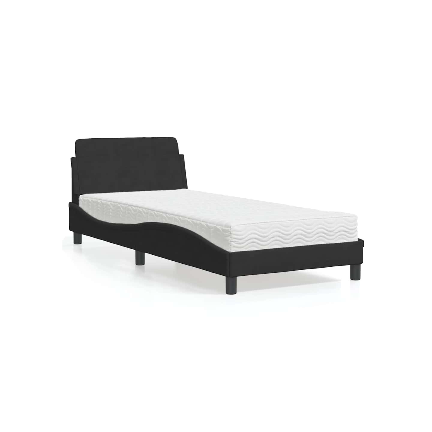 Lit avec matelas Dover noir 80x200 cm velours