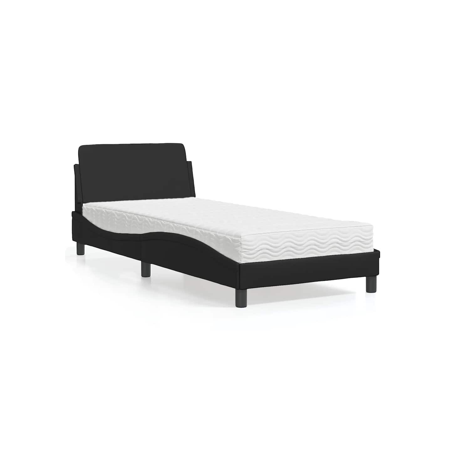 Lit avec matelas Dover noir 80x200 cm similicuir
