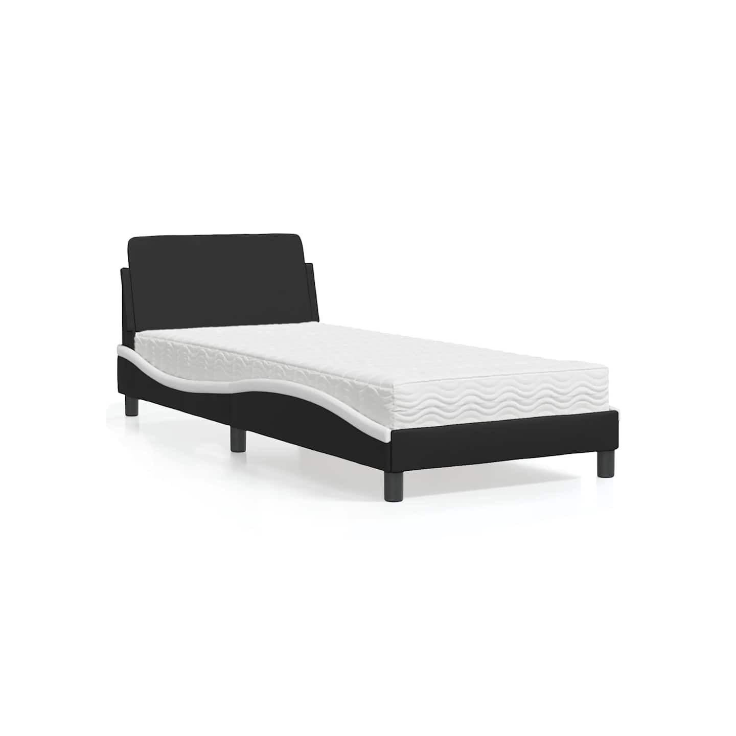 Lit avec matelas Dover noir et blanc 80x200 cm similicuir