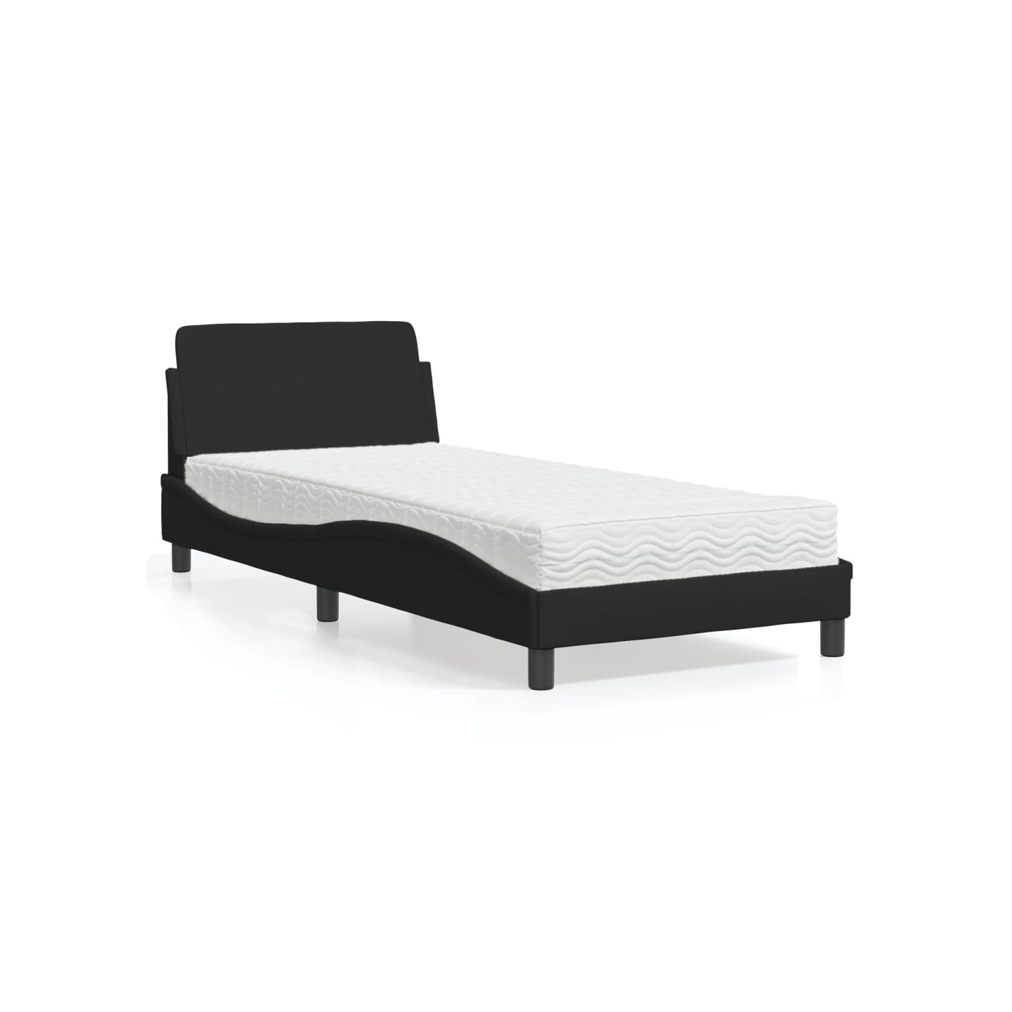 Lit avec matelas Dover noir 90x190 cm tissu