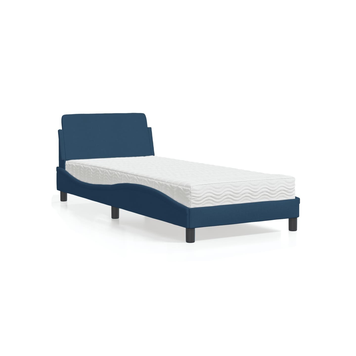 Lit avec matelas Dover bleu 90x190 cm tissu