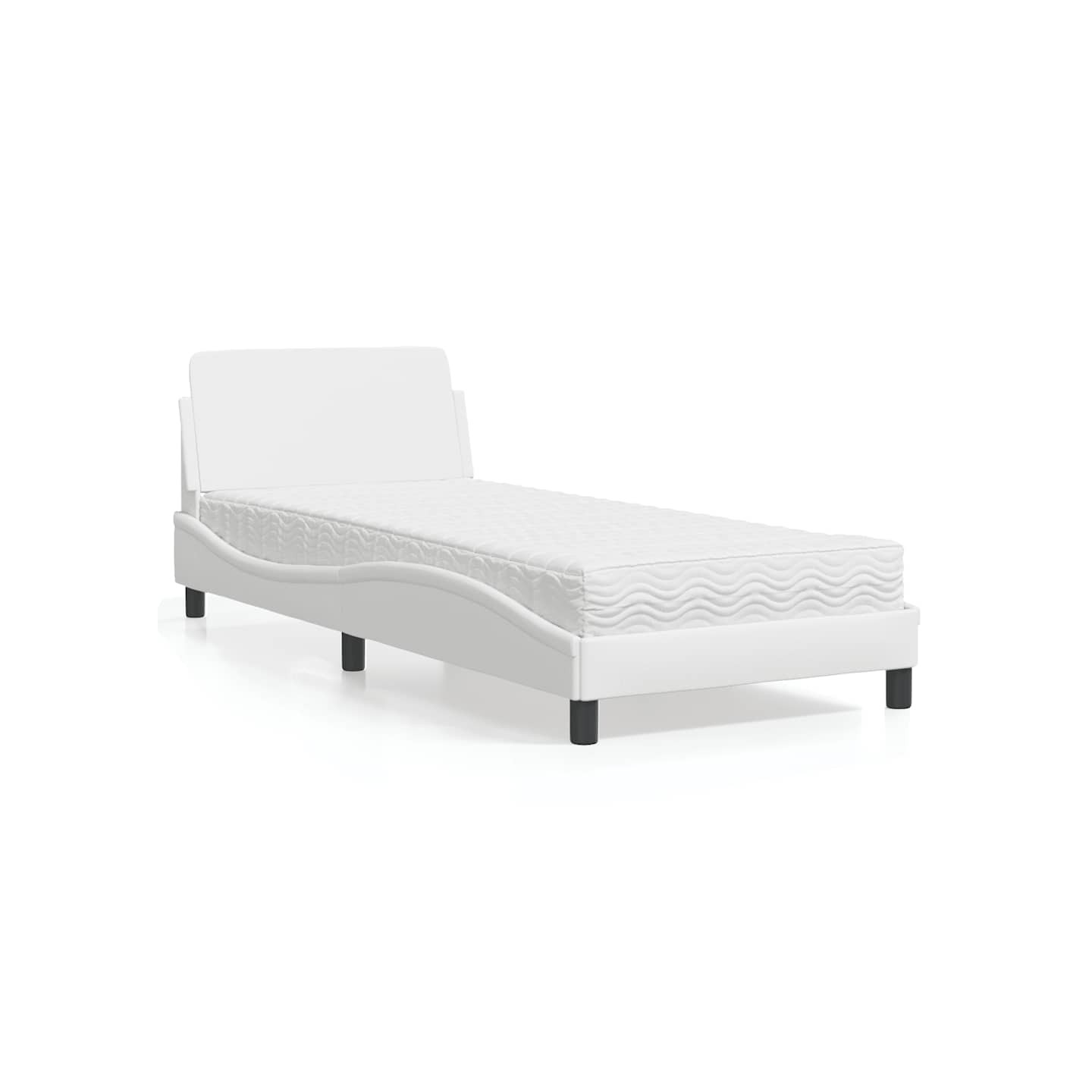 Lit avec matelas Dover blanc 80x200 cm similicuir