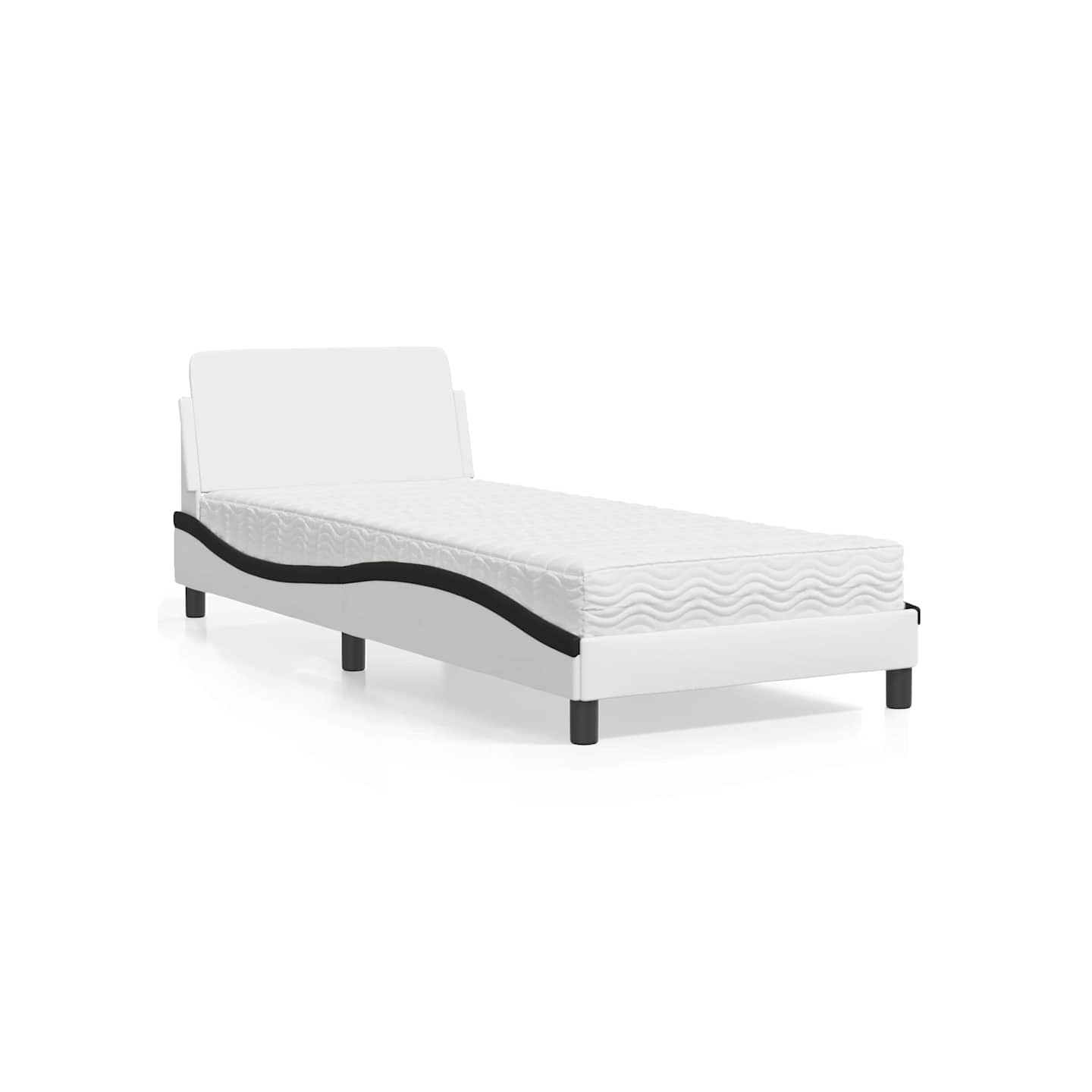 Lit avec matelas Dover blanc et noir 80x200 cm similicuir