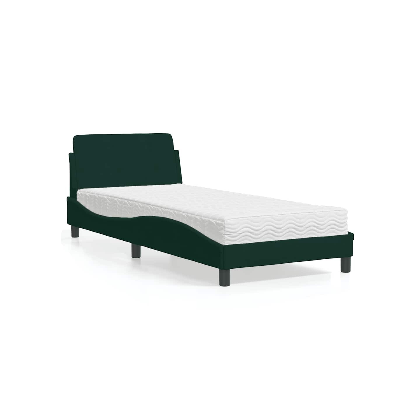 Lit avec matelas Dover vert foncé 80x200 cm velours