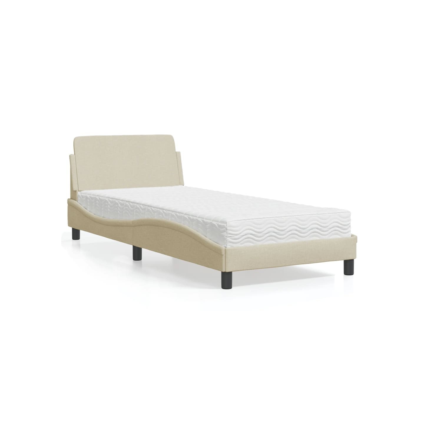 Lit avec matelas Dover crème 90x190 cm tissu