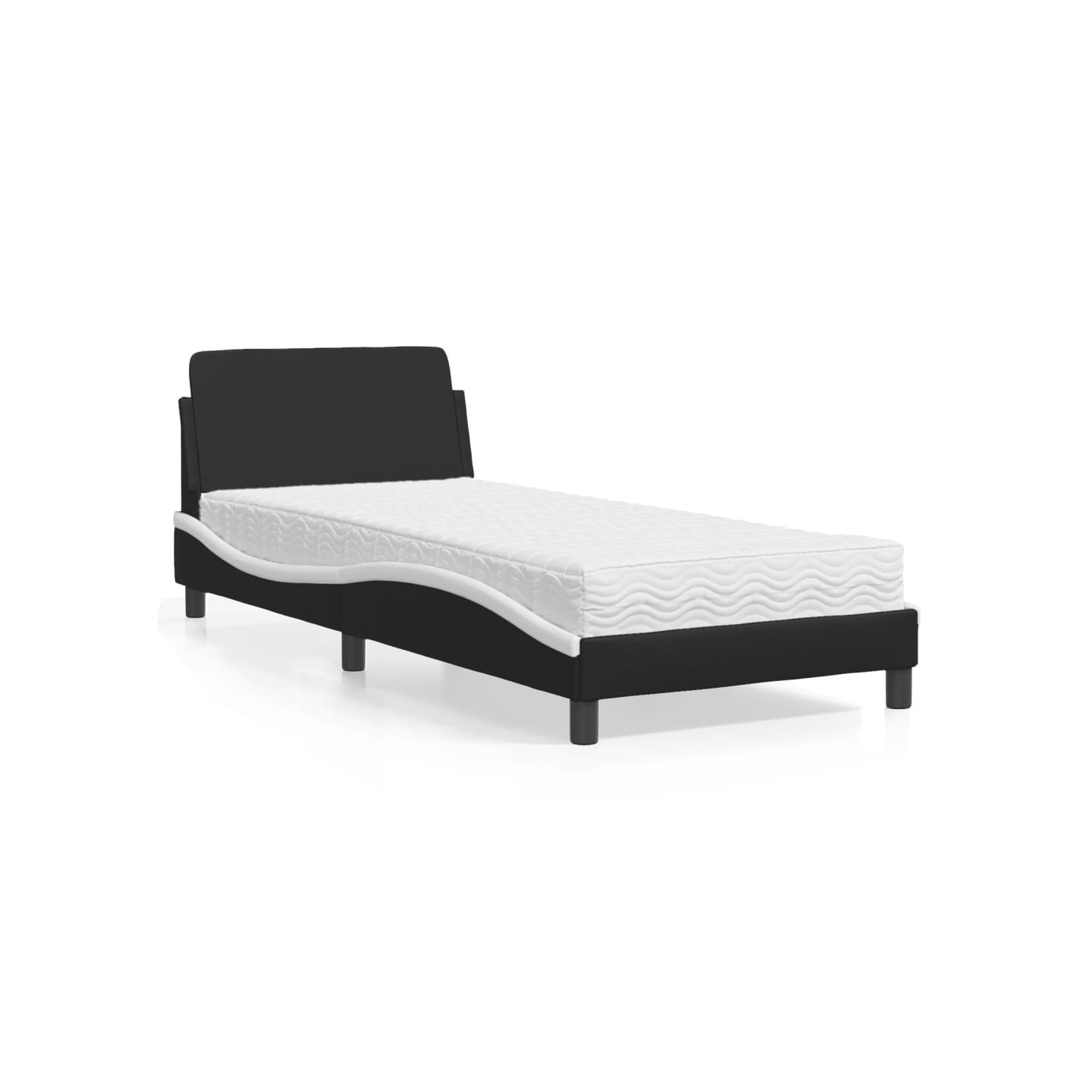 Lit avec matelas Dover noir et blanc 90x190 cm similicuir