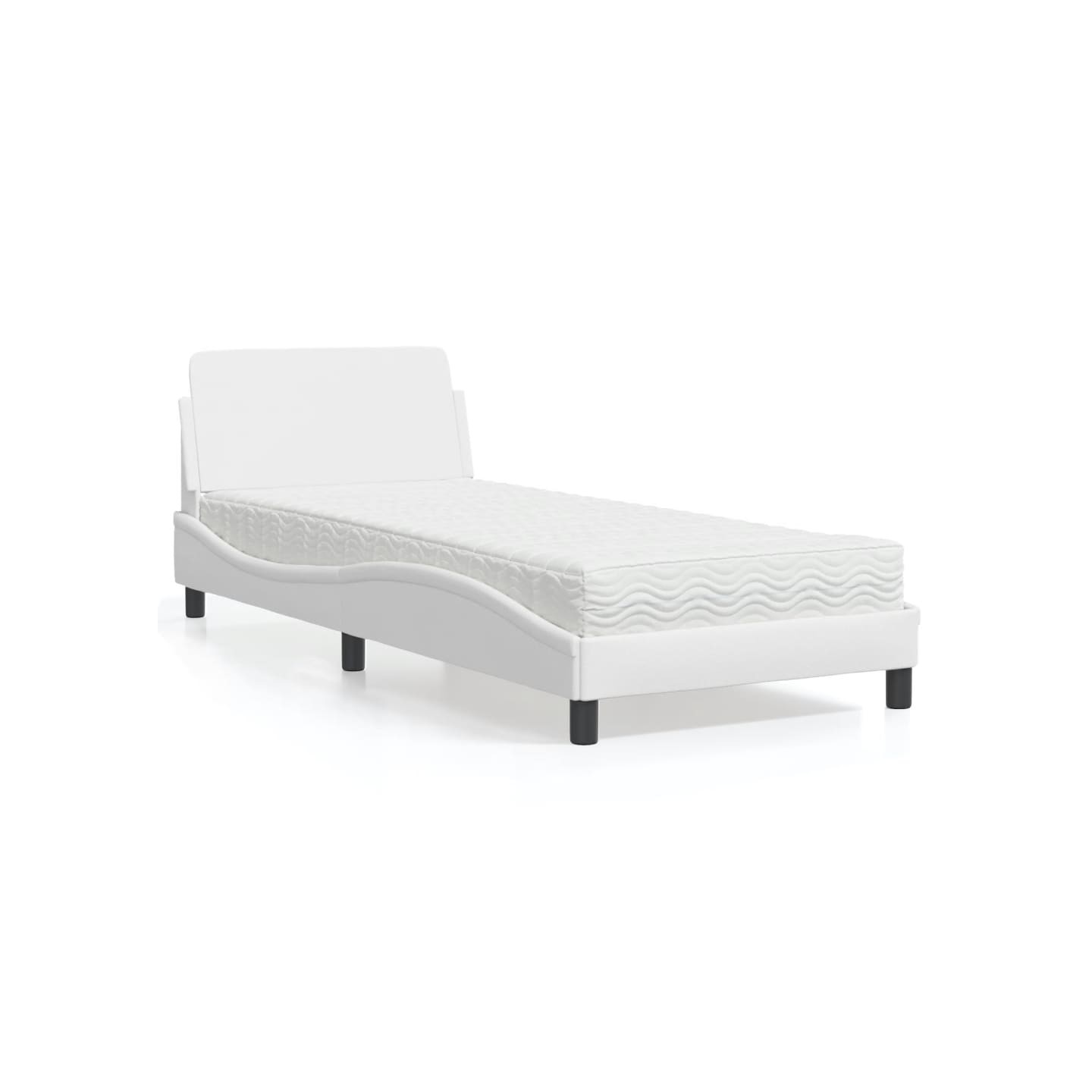 Lit avec matelas Dover blanc 90x190 cm similicuir