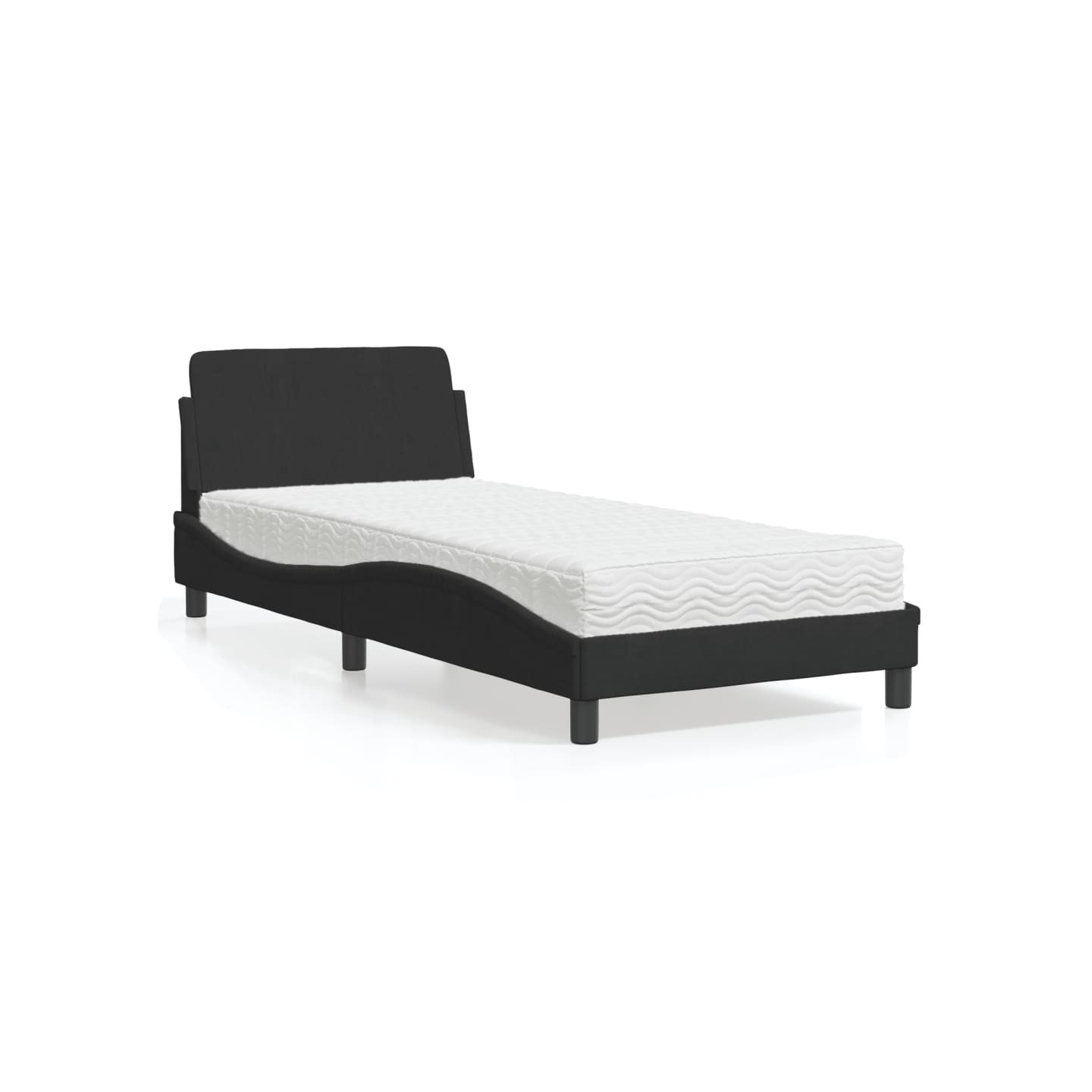 Lit avec matelas Dover noir 90x200 cm velours