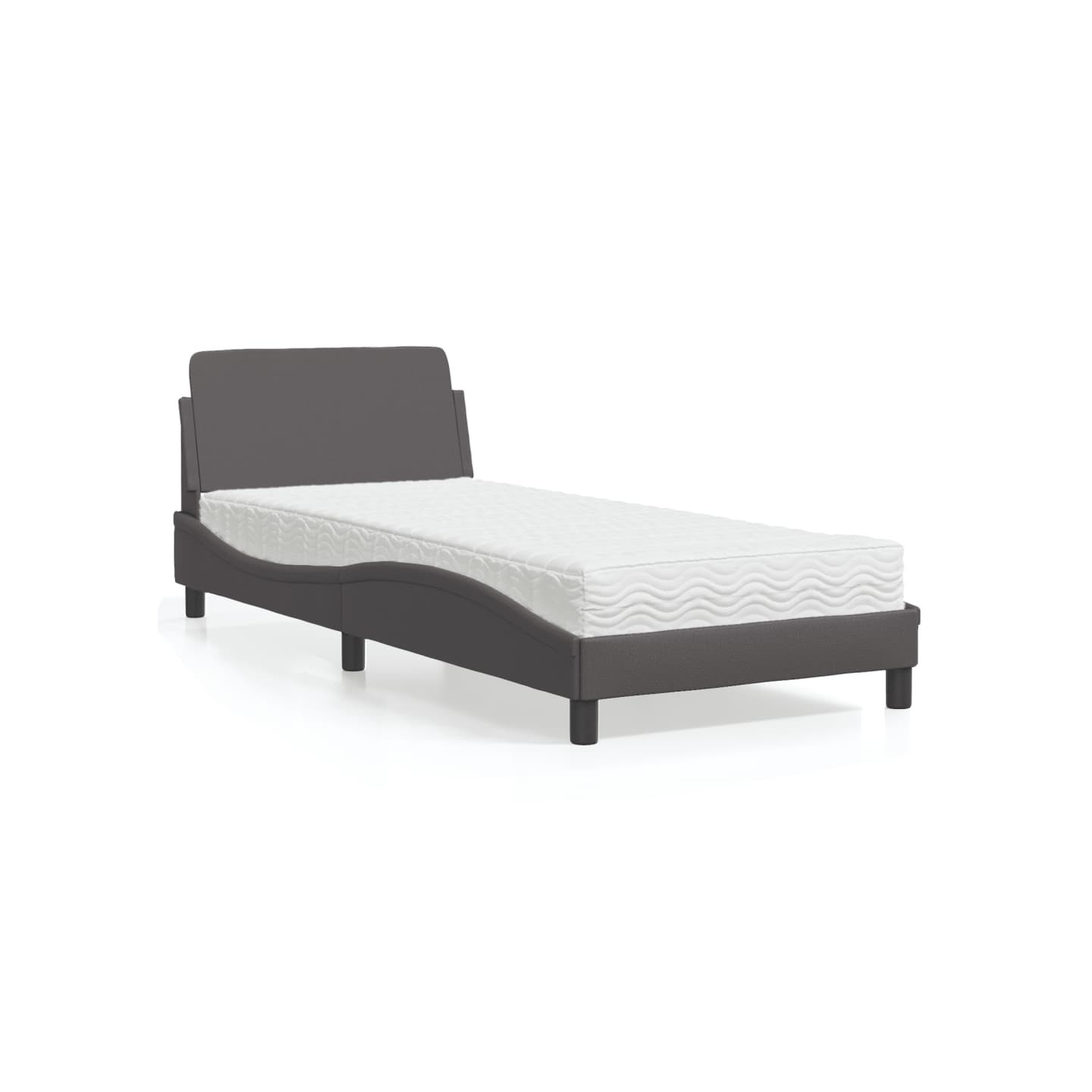 Lit avec matelas Dover gris 90x200 cm similicuir