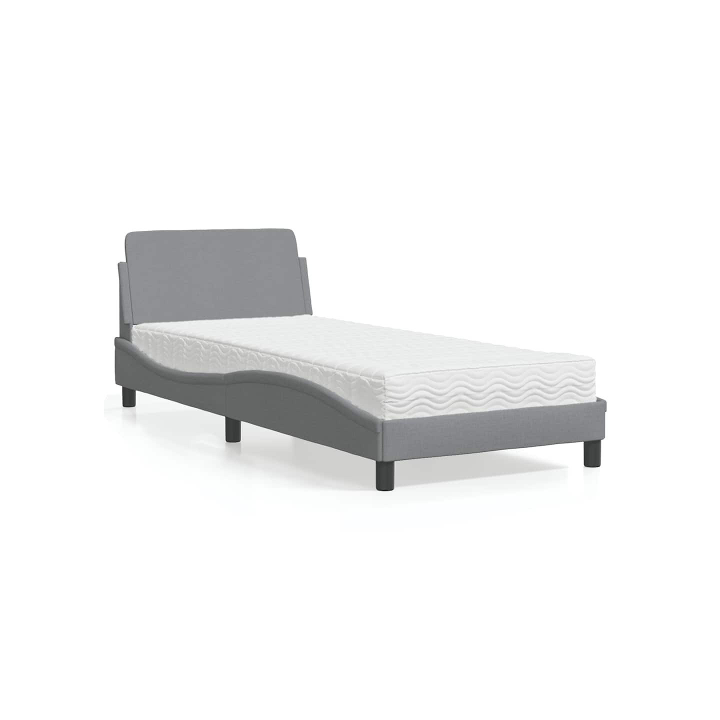 Lit avec matelas Dover gris clair 90x200 cm tissu