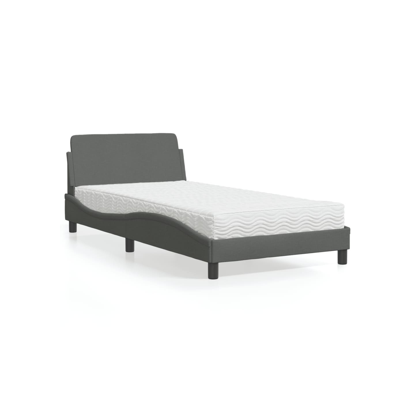 Lit avec matelas Dover gris foncé 100x200 cm tissu