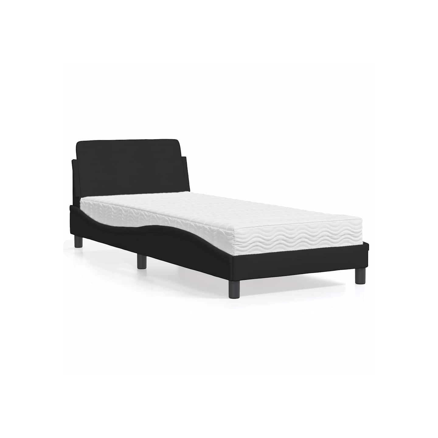 Lit avec matelas Dover noir 90x200 cm tissu