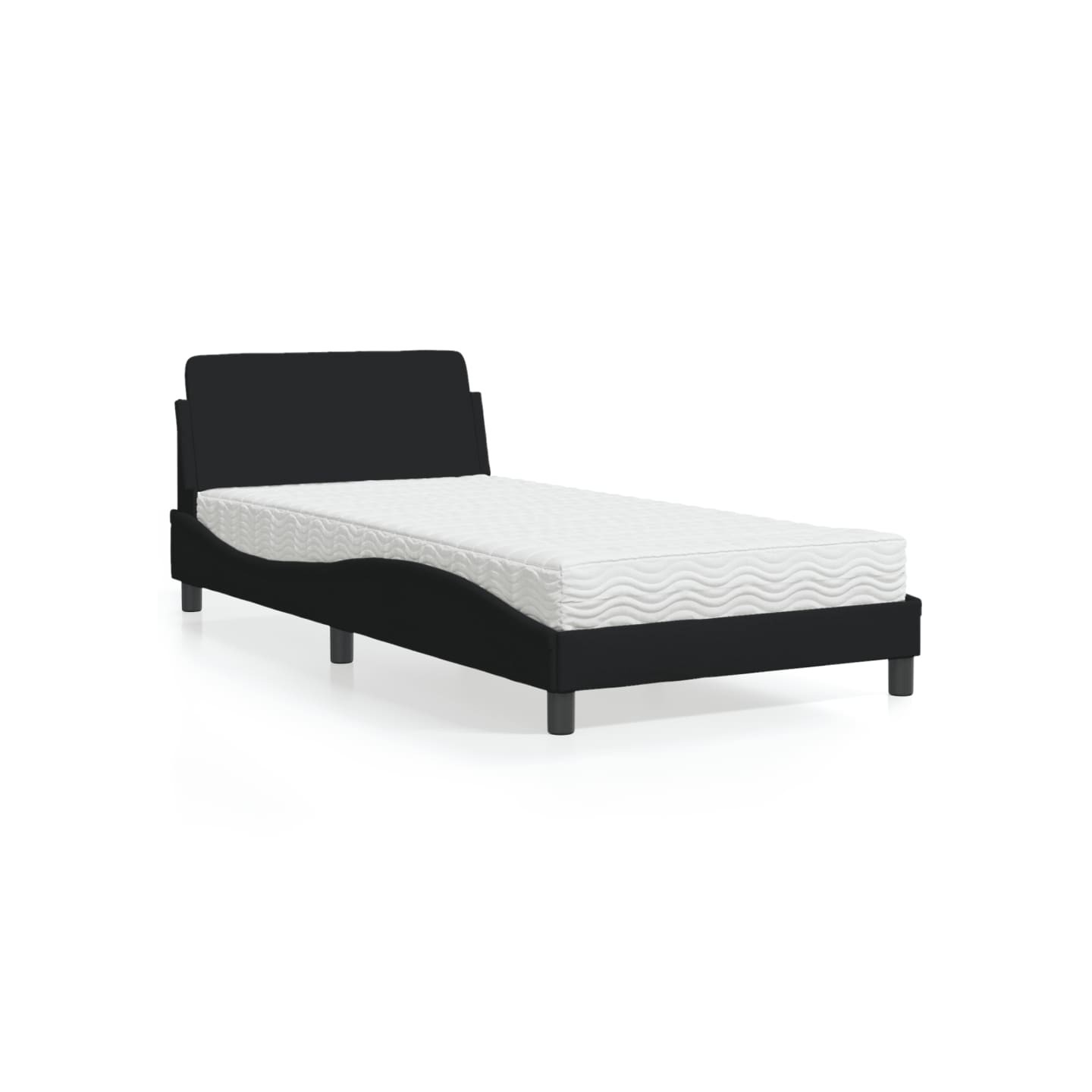 Lit avec matelas Dover noir 100x200 cm tissu