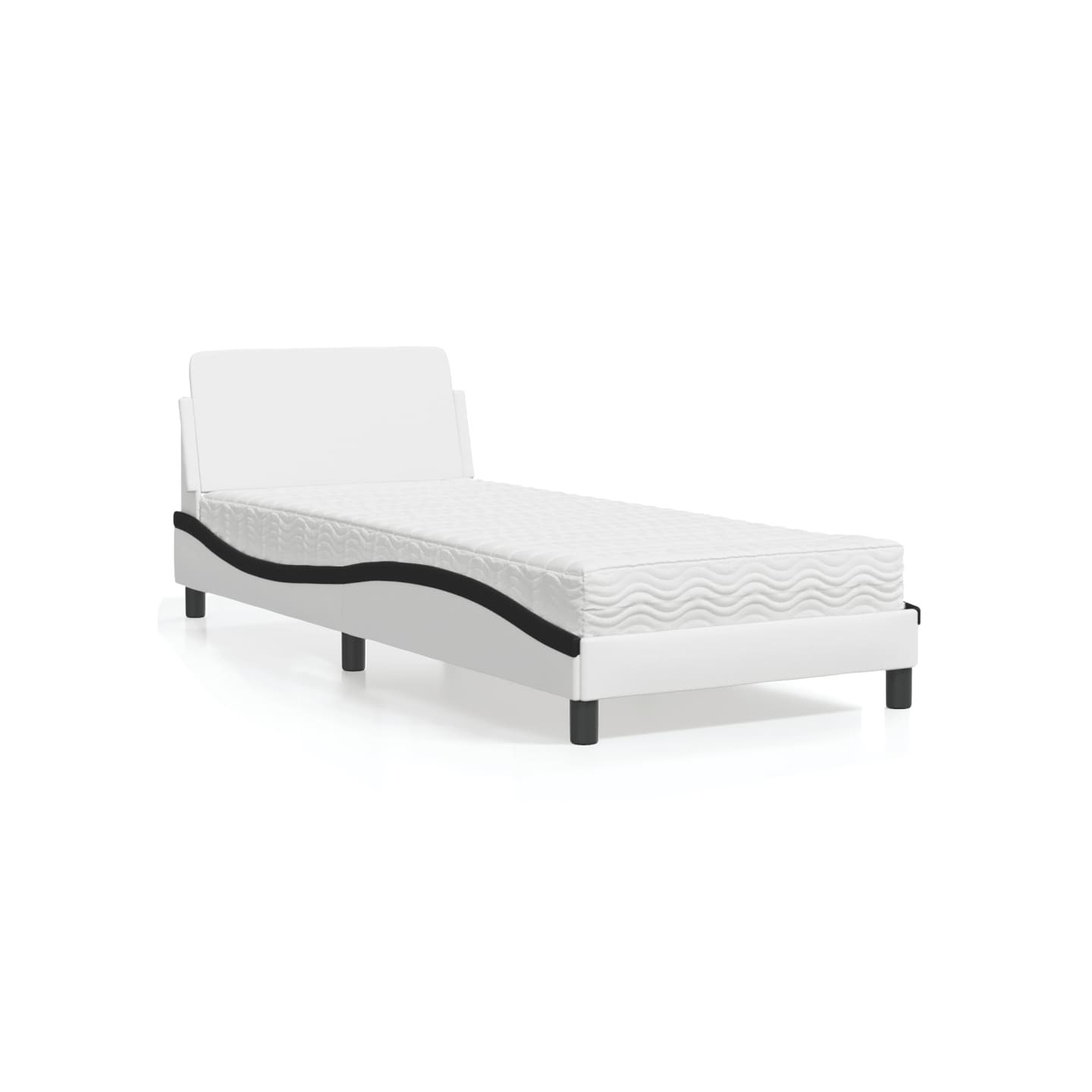 Lit avec matelas Dover blanc et noir 90x200 cm similicuir