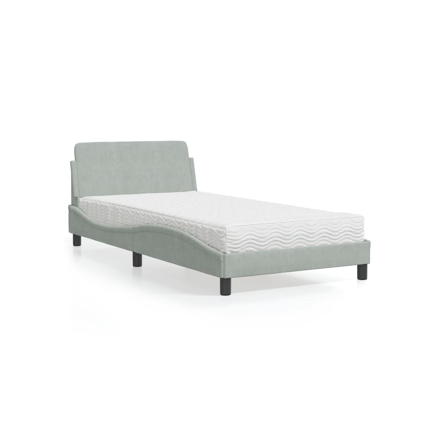 Lit avec matelas Dover gris clair 100x200 cm velours