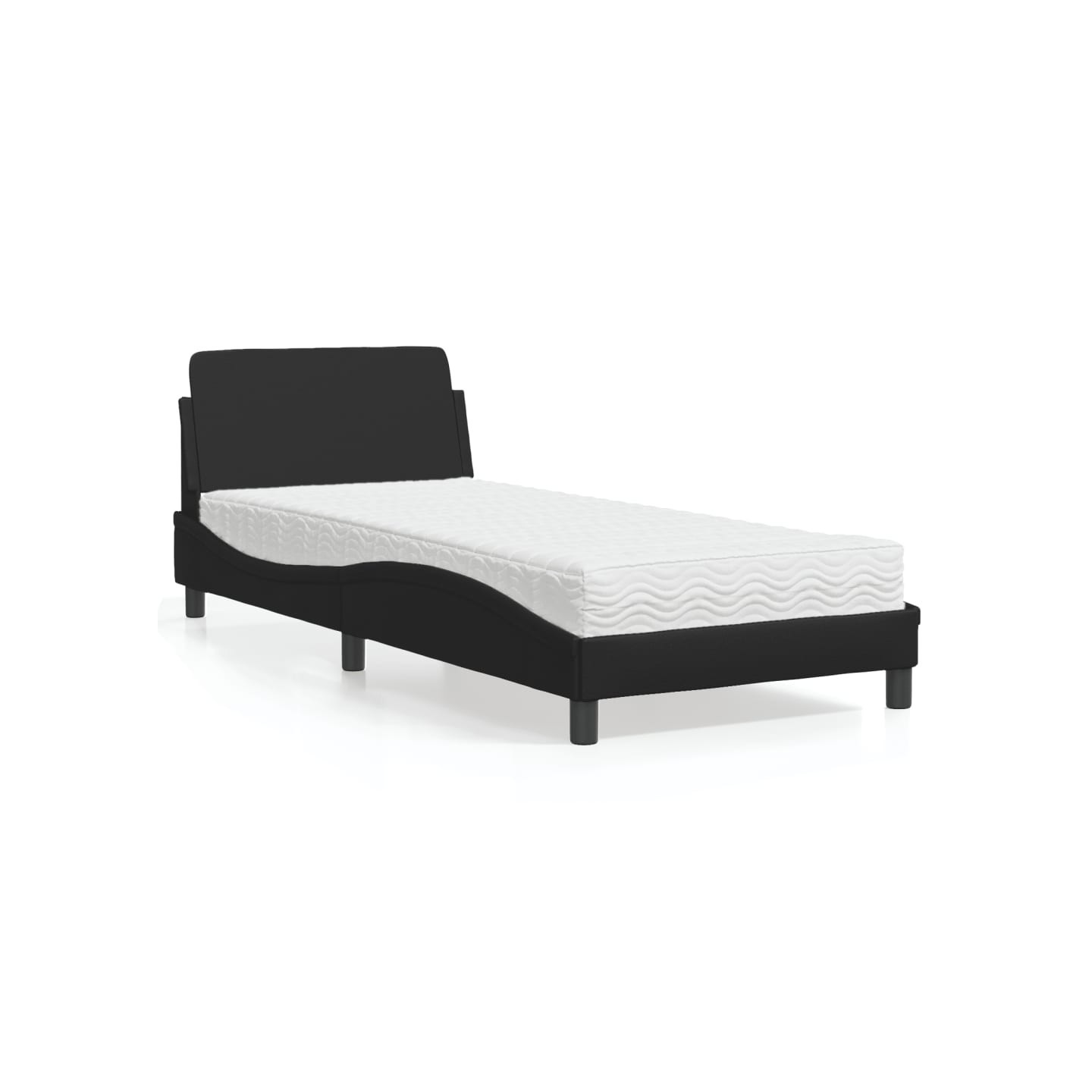 Lit avec matelas Dover noir 90x200 cm similicuir