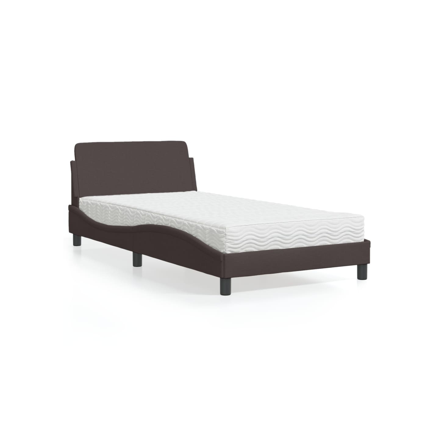 Lit avec matelas Dover marron foncé 100x200 cm tissu