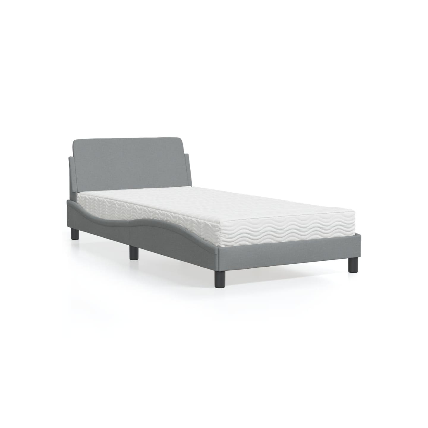Lit avec matelas Dover gris clair 100x200 cm tissu