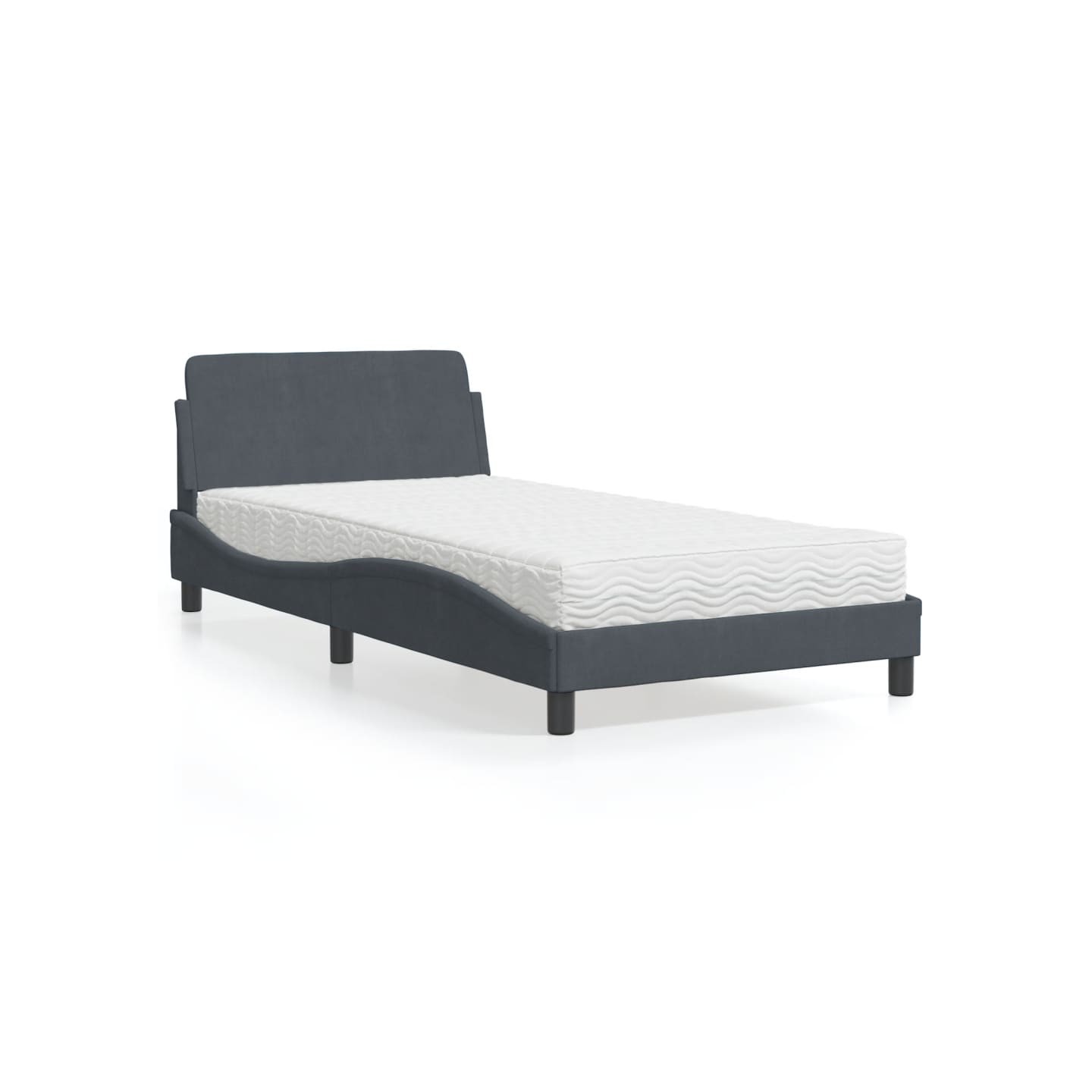 Lit avec matelas Dover gris foncé 100x200 cm velours