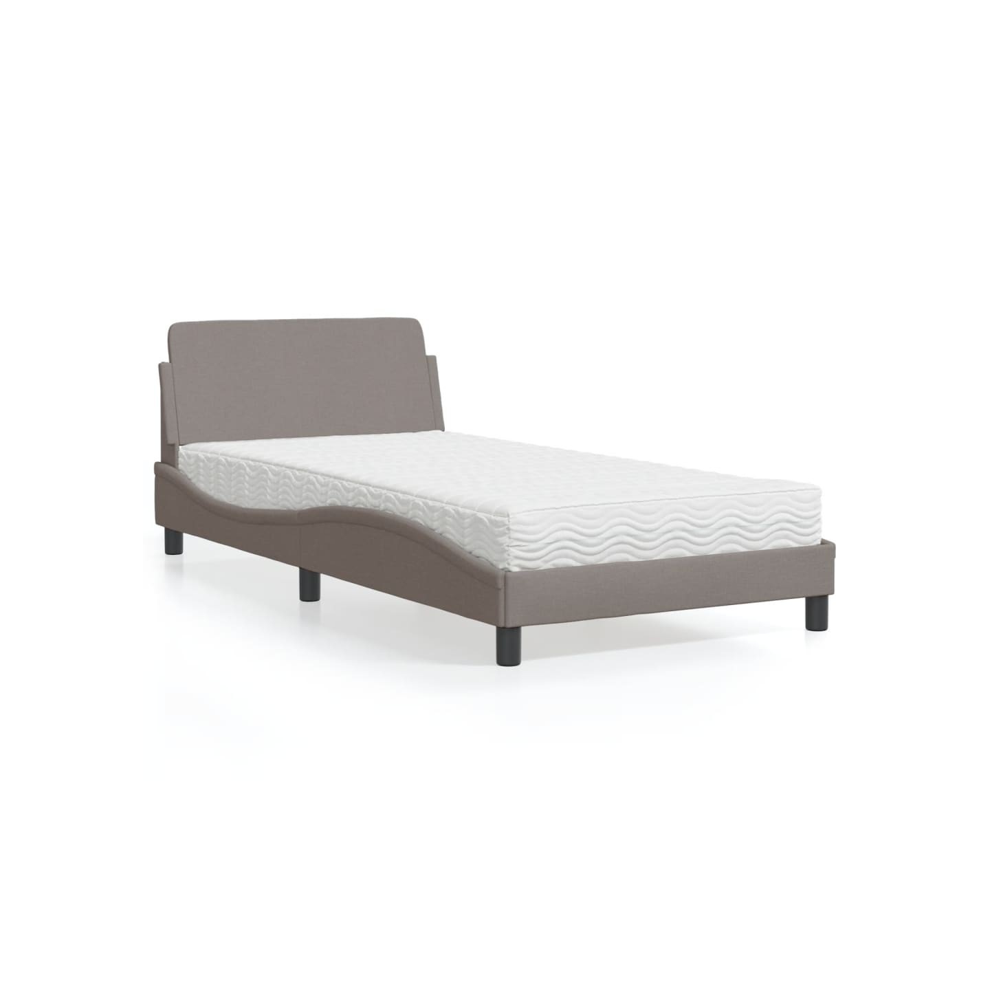 Lit avec matelas Dover taupe 100x200 cm tissu