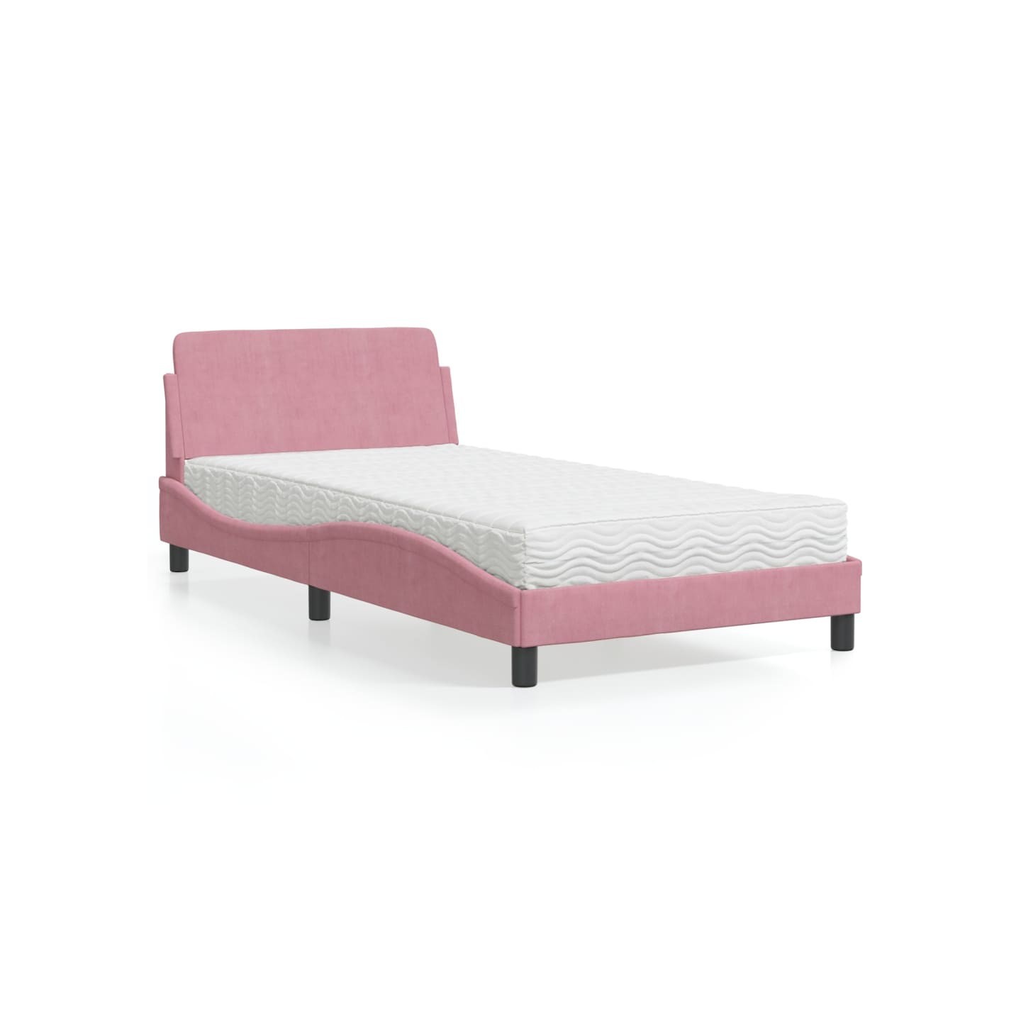 Lit avec matelas Dover rose 100x200 cm velours