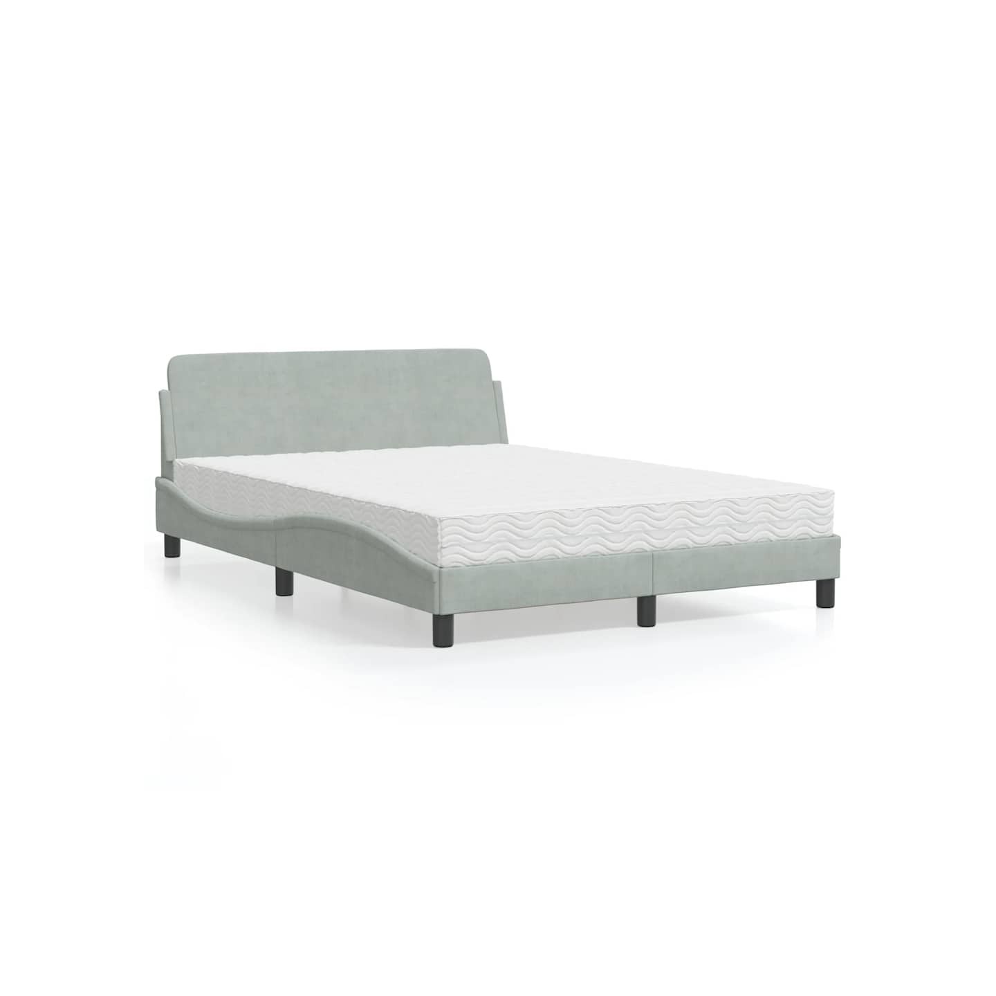 Lit avec matelas Dover gris clair 120x200 cm velours