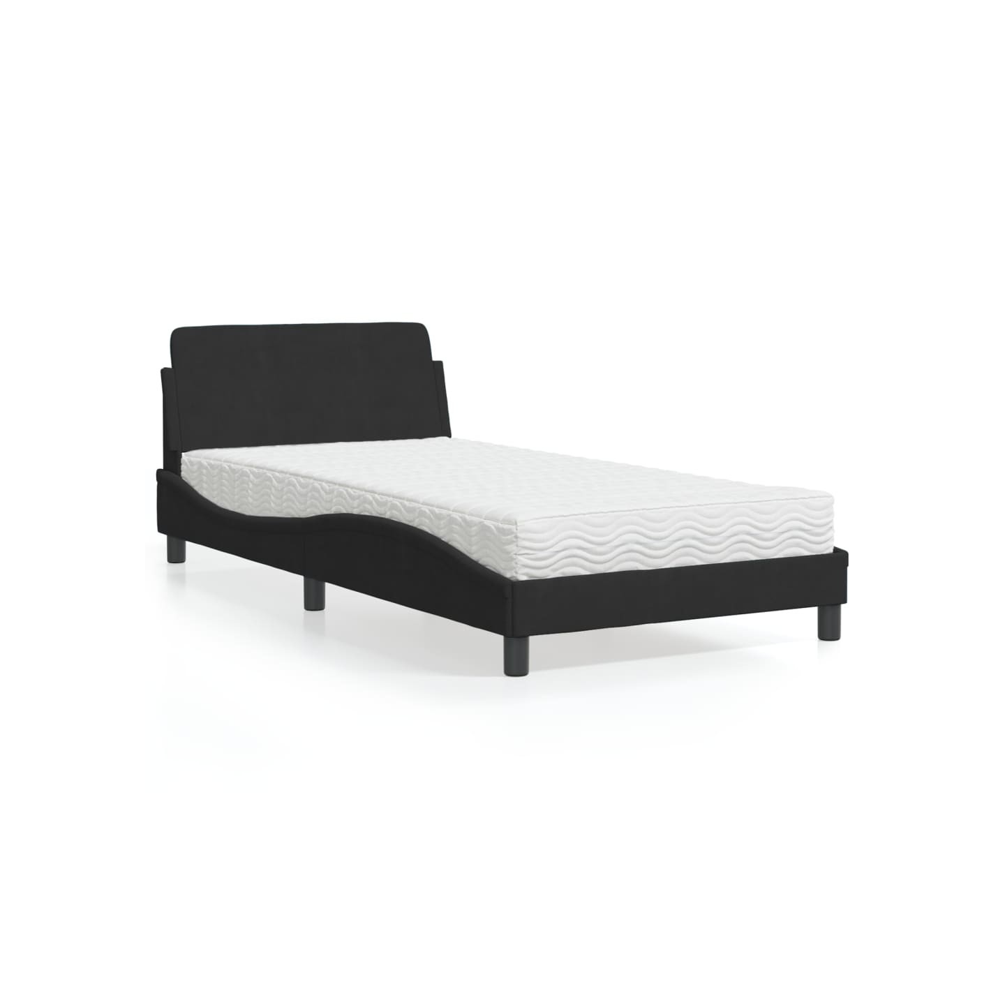 Lit avec matelas Dover noir 100x200 cm velours