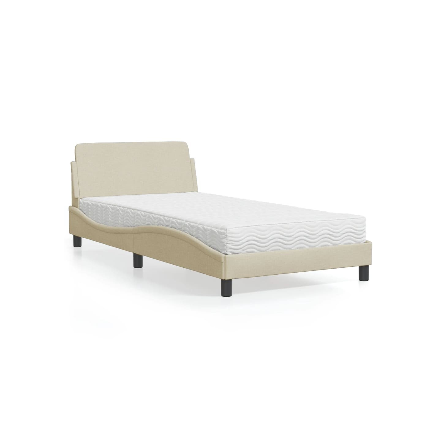 Lit avec matelas Dover crème 100x200 cm tissu