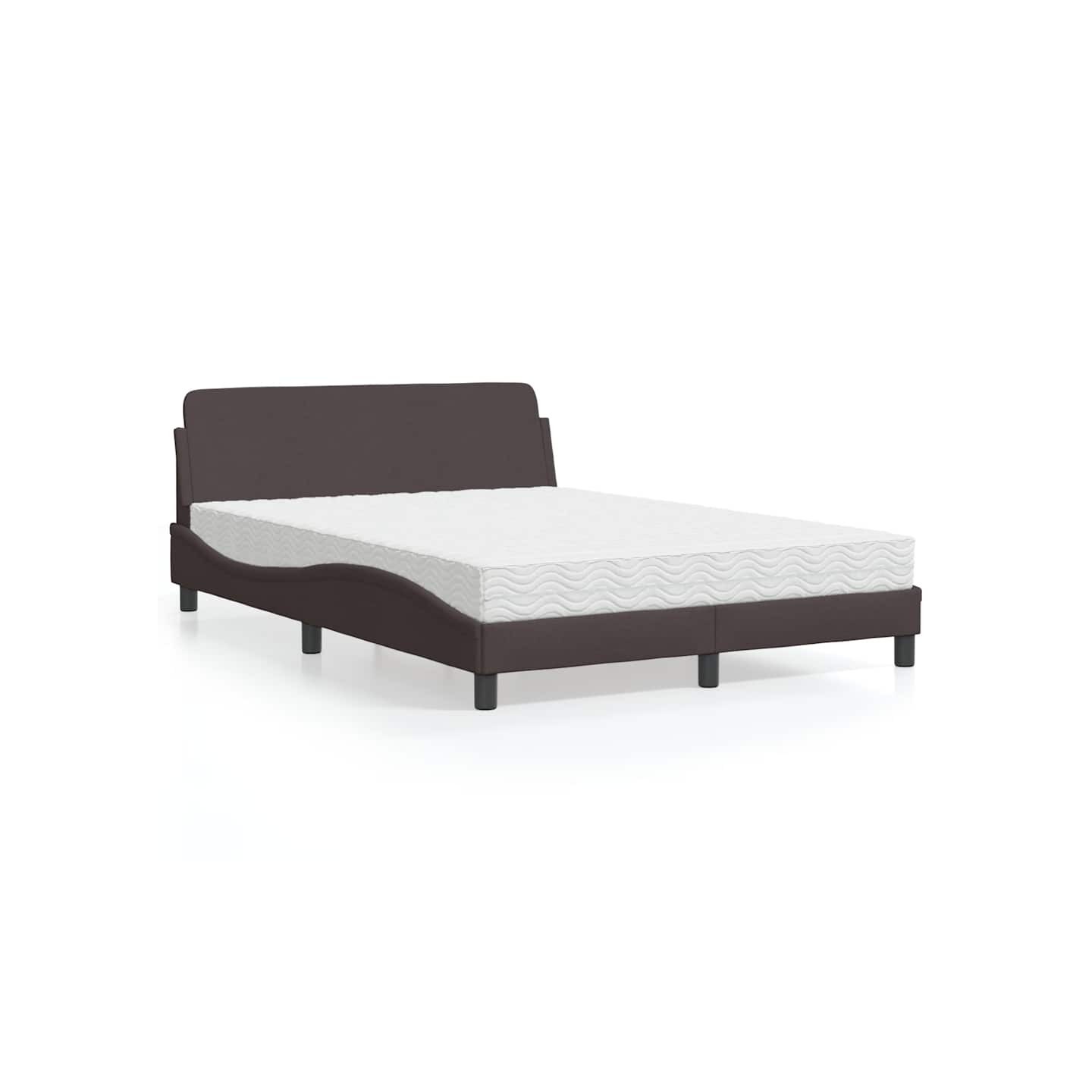 Lit avec matelas Dover marron foncé 120x200 cm tissu