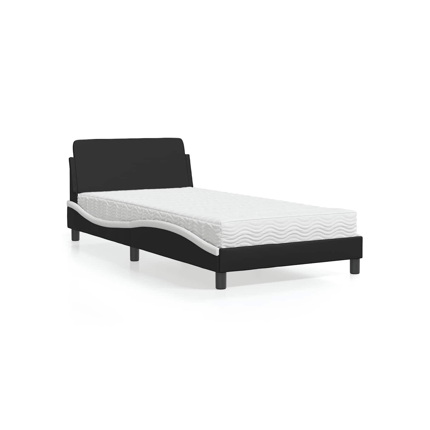 Lit avec matelas Dover noir et blanc 100x200 cm similicuir