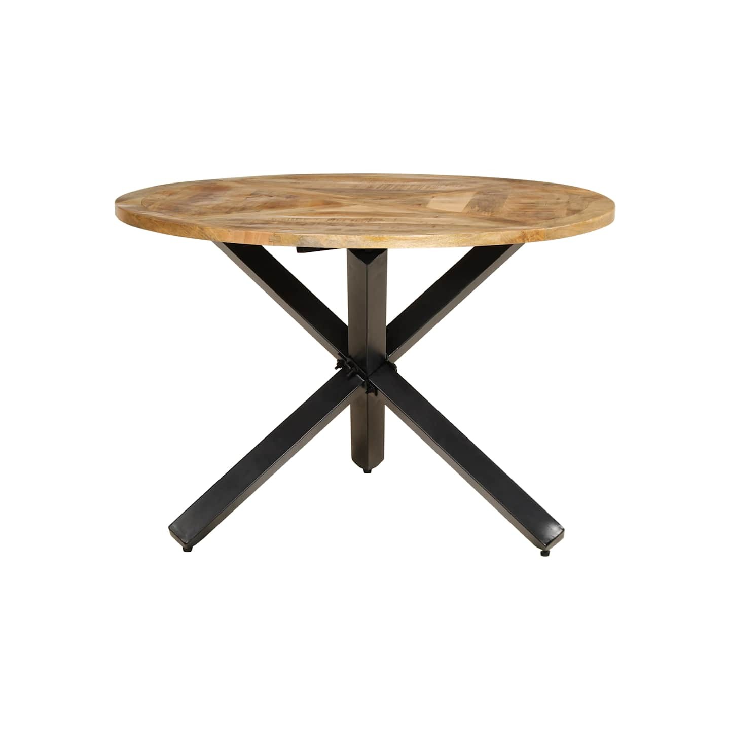 Table à manger Ø110x75 cm bois massif de manguier brut