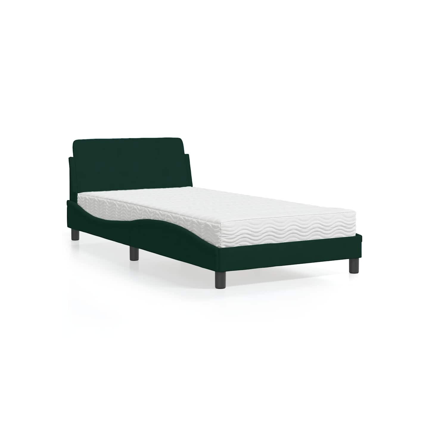 Lit avec matelas Dover vert foncé 100x200 cm velours